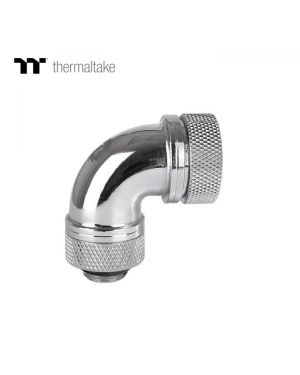 Thermaltake Pacific G1/4 PETG Tube 90-Degree Compression 16mm OD [Chrome]